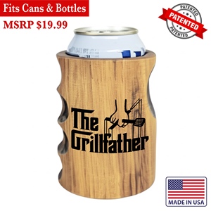 Enfriador de latas y botellas The Grillfather Wood Can Cooler, aislado, hecho en EE. UU. - Product Image 1