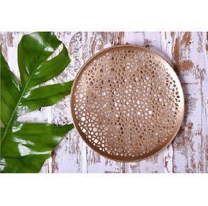 Plateau de service en métal argenté admirable décoratif brossé long fait à la main à la maison mariage plateaux de fruits de luxe avec poignée - Product Image 5