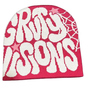 Venta caliente de punto gorro bordado personalizado Logo Knit Skull Caps cálido invierno al por mayor a granel OEM proveedor barato - Product Image 1