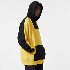 Sweat-shirts à capuche pour homme de haute qualité 100% coton molletonné 400 GSM lourd, logo brodé personnalisé, sweat-shirt à blocs de couleur - Product Image 6