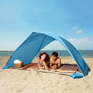 Fabricant Logo personnalisé imprimé ez facile vent instantané grande tente de plage auvent camping en plein air tente de plage abri pare-soleil