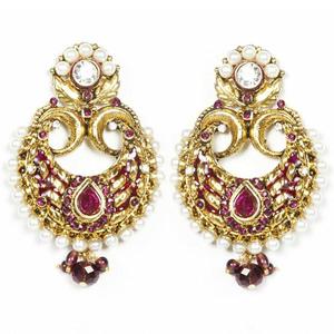 Kriaa 1300416 Gold Plated Austrian Stone Meenakari Dangler Fashion Chandelier <b>Earrings</b> - Product Image 1