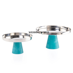 ชุดถาดช็อคโกแลตโลหะ2ชิ้นพร้อมฐานเรซินรูปร่างทรงกลมถาดช็อคโกแลตโลหะสุดหรู - Product Image 2