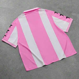 2025 Plus Size Manfinity Streetrush <b>Men</b> POLO <b>Shirt</b> Classic Pink Black And White Color, College Style Short-Sleeved Polo <b>Shirts</b> - Product Image 2