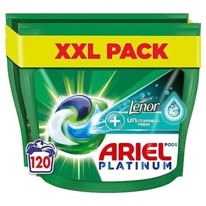 Ariel Comprimés/Capsules de détergent liquide de lavage PODS tout-en-un, 120 lavages (60X2) avec Lenor Unstoppablesoval - Product Image 1