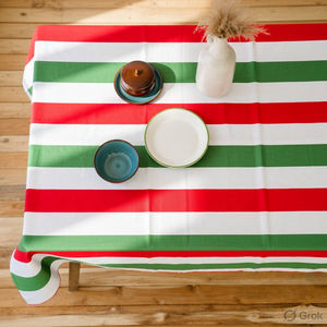 Nappe de Noël, motif rayé rouge, vert et blanc, couverture de table rectangulaire, décoration de table pour les fêtes - Product Image 6