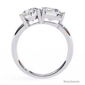Anillo de compromiso de diamante cultivado en laboratorio de corte ovalado de 1,0 quilates, juego de dos piedras en oro blanco, regalo de aniversario para ella - Product Image 3