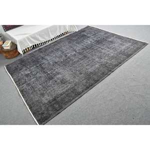 Tapis Turc Vintage Moderne 5.7X8.4 pieds Gris Grand Rectangle Patchwork Design pour Entrée Chevet Laine Matériel Latex Tabriz - Product Image 2