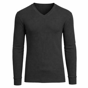 Chemise thermique à manches longues en tricot gaufré pour homme, col en V, coupe moderne, polyester/coton, couche chaude - Product Image 3