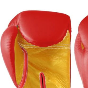 Professional Red Gold Leather Boxing Gloves <b>Velcro</b> Wrist Training Sparring Gloves for Men and Women - Product Image 5