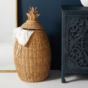 TienPhong Wholesale Vintage Hand Woven Rattan Pineapple Laundry <b>Storage</b> <b>Basket</b> <b>for</b> Clothing at Home - Product Image 4