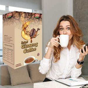 Halal Certificado 3x Extracto de Ginseng Concentrado de Café Instantáneo en Polvo Crema de Sabor Suave y Sabores de Azúcar Energy Boost Box - Product Image 1