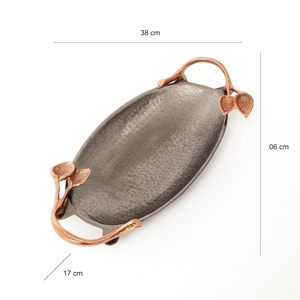 Plato DE SERVICIO DE Metal moderno, manijas de cobre elegantes, bandeja de aluminio con acabado negro para comedor, cocina, platos de 100 piezas - Product Image 3