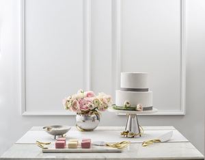 Support à gâteau moderne et luxueux avec plateau en marbre et base conique en métal, présentoir élégant pour desserts, pour mariage, boulangerie, décoration intérieure - Product Image 2