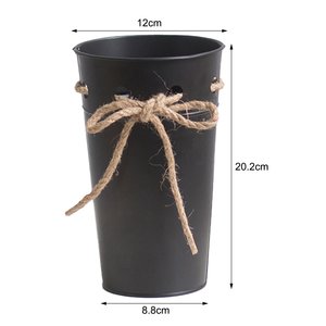 Porte-fleurs décoratif Panier à fleurs naturel durable Bar sans décoloration Seau à plantes pour balcon Petits vases ronds noirs - Product Image 1