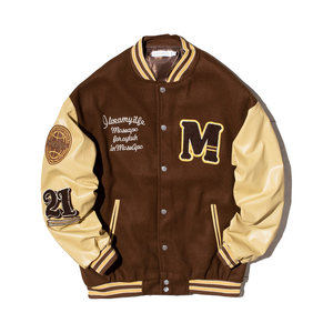 Veste oem en cuir avec broderie chenille pour homme - Product Image 4