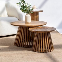 Mobilier contemporain Salon en bois massif Chambre à coucher Fabriqué à la main Hôtel créant vraiment unique Caramel Nesting Round Wood Coff