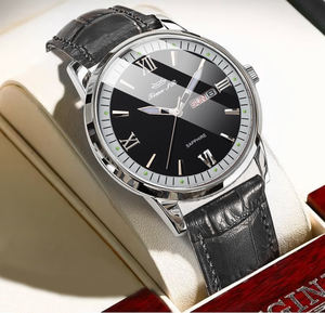 Orologio da <span class=keywords><strong>Uomo</strong></span> di Lusso Analogico al Quarzo 40MM Cassa in Acciaio Inossidabile Vetro Zaffiro <span class=keywords><strong>Cinturino</strong></span> in <span class=keywords><strong>Pelle</strong></span> Impermeabile 5BAR - Product Image 4