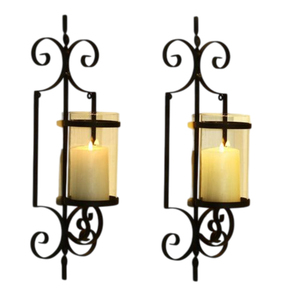 Vintage Style Wall Hanging Decor With Leaf Design Wall Candle <b>Holder</b> Great Quality Black Metal Iron Wall Scones <b>Tealight</b> <b>Holder</b> - Product Image 4