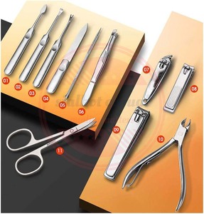 เล็บเล็บมือเล็บชุดเครื่องมือ 11 ชิ้นสแตนเลสซิปหนังกรณี\กรณีสําหรับเล็บเท้าและเล็บมือ Clippers - Product Image 5