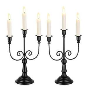 Multi arm metal candelabra centerpiece for <b>large</b> banquet event tables with <b>candle</b> holders and floral decoration ideas - Product Image 6