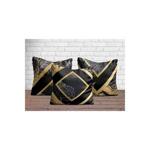 Juego de funda de cojín de yute versátil Airy de 3 piezas 43x43 geométrico orgánico lavable para el hospital doméstico para Navidad personalizado - Product Image 1