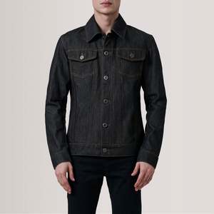 เสื้อแจ็คเก็ตยีนส์สีดำซีดแบบ Trucker ยี่ห้อ Conard พร้อมตกแต่งกระดุม - Product Image 5