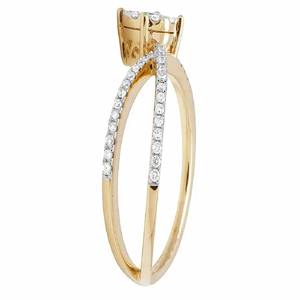 แหวนหมั้นเพชรสำหรับผู้หญิง10K สีเหลืองทองสำหรับผู้ชายและผู้หญิง - Product Image 3