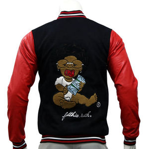 Chaqueta universitaria de alta calidad personalizada OEM, chaqueta de béisbol con bordado de chenilla en contraste de peso pesado, chaqueta Lightman - Product Image 5