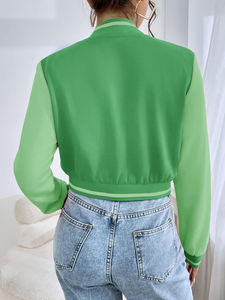 Vente en gros de vestes Letterman Varsity pour femmes en cuir uni de haute qualité personnalisées - Product Image 2