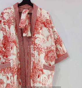 Bata Kimono Acolchada de Algodón de Alta Calidad, Bata de Baño para Mujer, Bata de Playa Unisex - Product Image 5