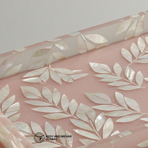 Bandeja de Escritorio Rectangular de Resina de Lujo con Acabado Rosa Claro/Melocotón y Diseño de Hojas Botánicas - Product Image 5