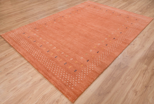 พรมทอมือลายชนเผ่าสีพีชส้ม ทำจากขนสัตว์ สำหรับตกแต่งห้องนั่งเล่น ห้องนอน และบ้าน - Product Image 4