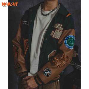 Vêtements pour hommes vestes universitaires en laine vestes de baseball Letterman en satin vestes universitaires bombardier personnalisées unisexes manches en cuir - Product Image 4