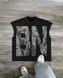 2025 <b>Men's</b> Custom Color & Graphic Designs <b>Sleeveless</b> T-Shirt DTG Print & Rhinestone Boxy Streetwear Tank Top for <b>Men</b> - Product Image 2