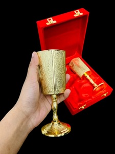 Verres à vin à champagne gravés or et argent électrolytiques Tasses à cocktail en métal avec boîte-cadeau pour les fêtes et les mariages - Product Image 2