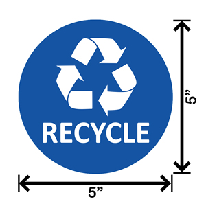 Reciclaje de espacios comerciales azules, pegatina de Industrial PVC, círculo con protección UV, 5x5, señal de aviso ambiental duradera - Product Image 2