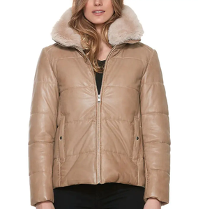2024 Winter Solid <b>Women</b> <b>Crop</b> <b>Puffer</b> Down Bomber Leather <b>Jacket</b> New Breathable Fabric <b>Jacket</b> Trending Fashion - Product Image 1
