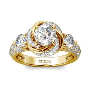 แหวนหมั้นเพชรโมอิสซาไนต์ทรงกลม Jeulia Floral Halo ตัวเรือนเงินแท้ชุบโรเดียม - Product Image 1
