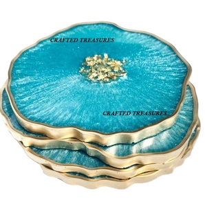 Handmade Custom Resin <b>Coaster</b> Set with Gold Flakes Epoxy <b>Drink</b> <b>Coasters</b> for Stylish Decor at Wholesale Prices - Product Image 4