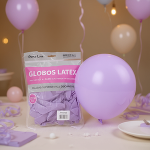Palloncini in lattice Party Love 30 cm lilla pastello, confezione da 50 pezzi, decorativi - Product Image 3