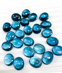 Attractive London Blue Topaz semiprecious 14x10mm - 16x12mm รูปไข่ลอนดอนสีฟ้า Topaz Cabochon ของขวัญสำหรับเธอ - Product Image 4