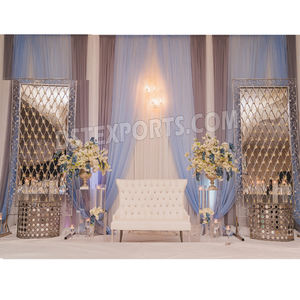 เชิงเทียนกรอบโลหะหรูหราทันสมัยฉากหลังเวทีแต่งงานที่ไม่ซ้ำใครพร้อมผนังเทียนการต้อนรับที่หรูหราตกแต่งเวที - Product Image 1