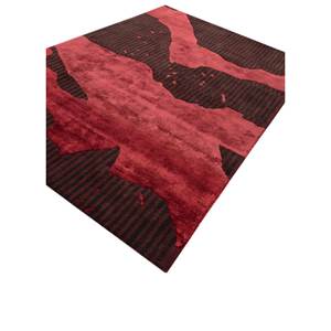 Alfombra Adrift de Lana y Viscosa con Patrón Abstracto, Tejida a Mano, Roja y Naranja, Tamaño 9x12, para Decoración de Sala de Estar, Tra-15224 - Product Image 2