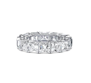 Vente en gros de bagues éternelles en or blanc avec zircone cubique princesse, argent sterling 925, bagues de luxe pour femmes, bagues en moissanite pour femmes - Product Image 3