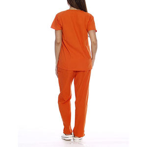 Traje de fregado suave elástico transpirable servicio OEM para mujer Venta caliente logotipo personalizado manga corta uniforme de enfermera uso hospitalario - Product Image 3