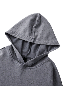 เสื้อฮู้ดซิปแบบมีซิปเต็มตัว ตกแต่งด้วยคริสตัล  ทรงโอเวอร์ไซส์ ผ้าฟลีซ อุ่นสบาย สไตล์สตรีทแวร์  รับผลิตแบบ OEM - Product Image 2