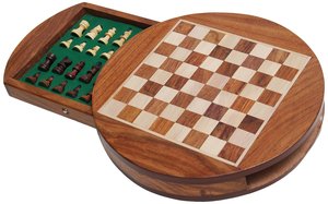 Boîte d'échecs ronde en forme d'échecs en bois européen Jeu de société classique Acheter maintenant Exportateur indien taqi - Product Image 3