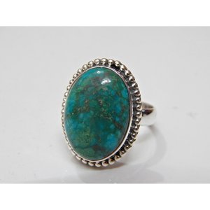 แหวนพลอยเทอร์ควอยซ์ธรรมชาติทำด้วยมือเงินแท้925ชิ้น-ของขวัญครบรอบหรูหราสำหรับ R0078-GS ของเธอ - Product Image 1