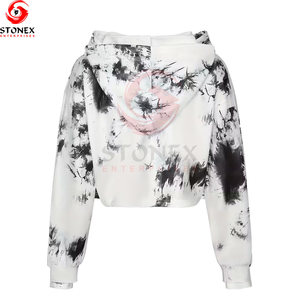 เสื้อฮู้ดครอปแขนสั้นถักน้ำหนักเบาสำหรับผู้หญิง สวมใส่สบาย ระบายอากาศได้ดี เหมาะสำหรับฤดูหนาว รับผลิตตามสั่งขายส่ง - Product Image 2